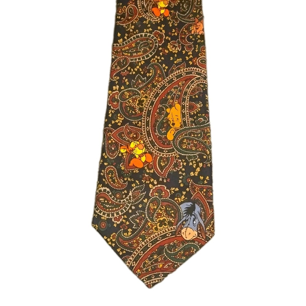 Vintage Disney Winnie the Pooh Paisley Tie Eeyore Tigger Piglet 55.5" Polyester